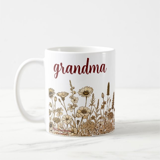 Taza De Café Mug de diseño floral moderna de la abuela (Izquierda)