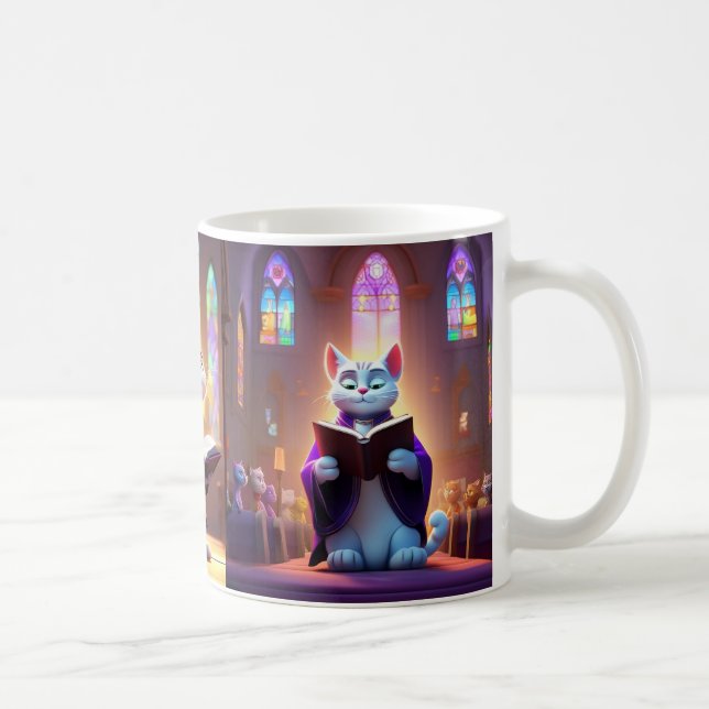 Taza De Café Mug de diversión del gato de la iglesia. (Derecha)