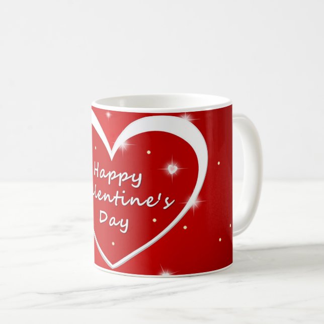 Taza De Café Mug de El día de San Valentín del corazón rojo y b (Anverso derecho)