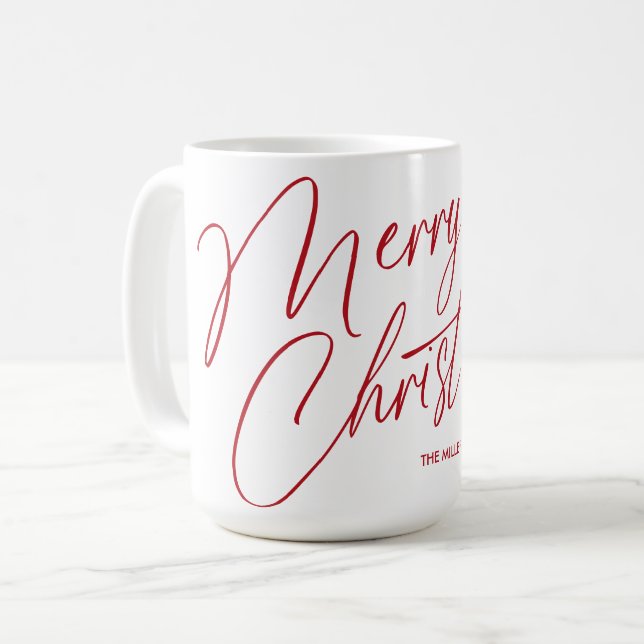 Taza De Café Mug de escritura navideña personalizada Merry | Pe (Anverso izquierdo)