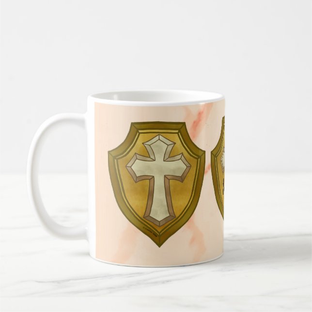 Taza De Café Mug de Escudo Cruzado Cristiano (Izquierda)