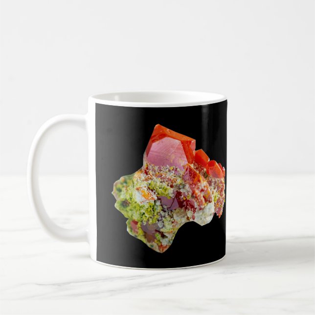 Taza De Café Mug de espécimen de Wulfenite rojo brillante (Izquierda)