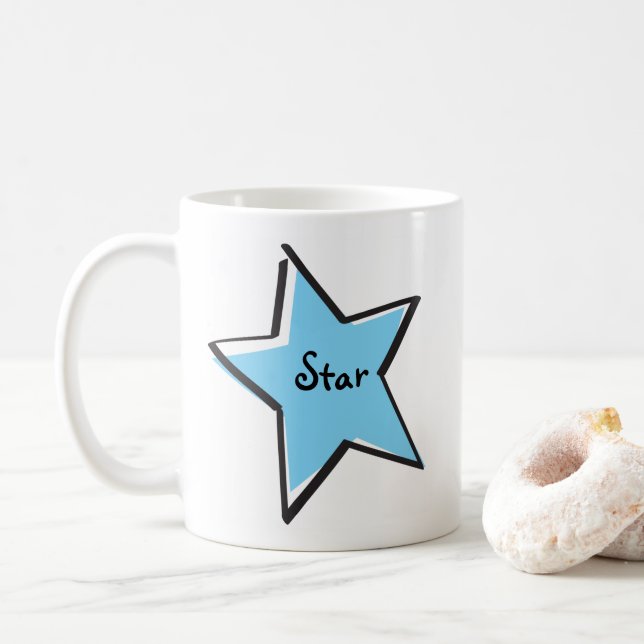 Taza De Café Mug de estrella azul claro de corte (Con donut)