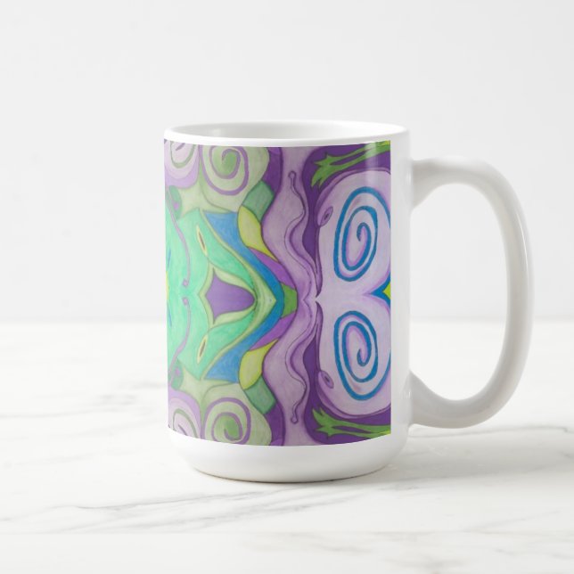 Taza De Café Mug. de fantasía verde púrpura (Derecha)