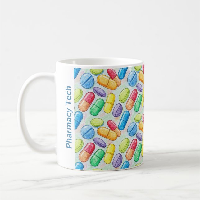 Taza De Café Mug de farmacia personalizada con pastilla de lápi (Izquierda)