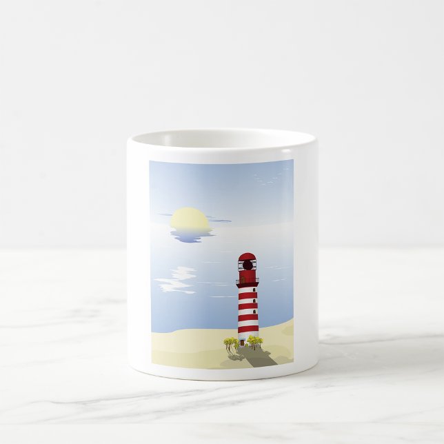 Taza De Café Mug De Faro Rojo Y Blanco (Subido por el creador)
