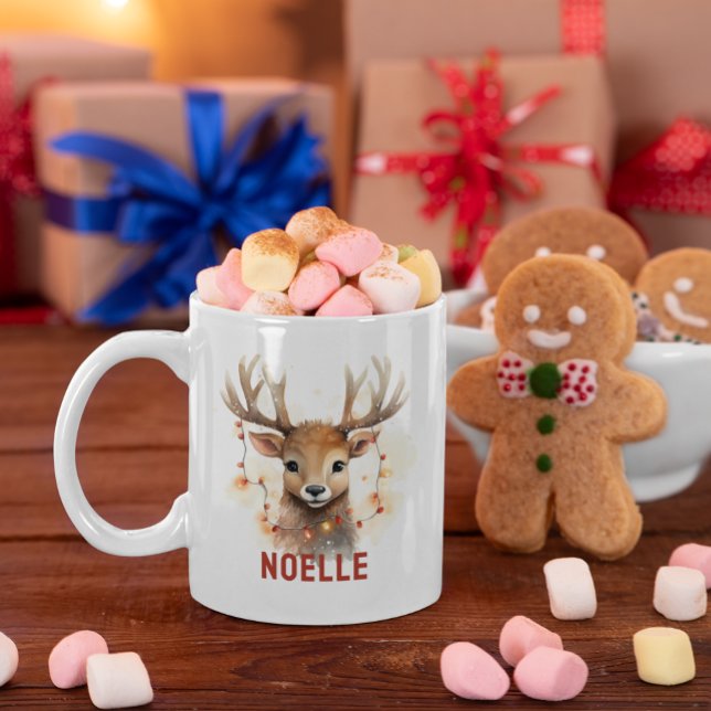 Taza De Café Mug de feriado personalizado de cara de reno (Christmas Mug Keepsake)