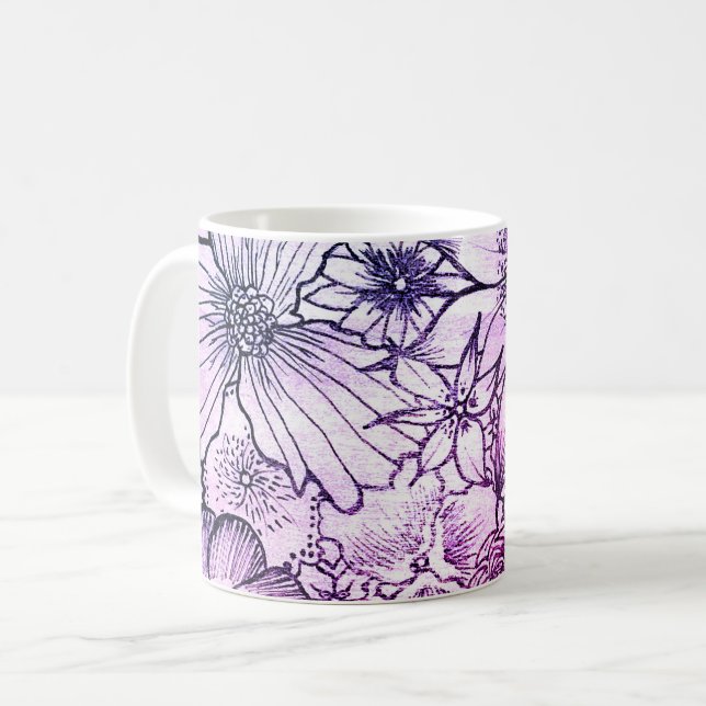 Taza De Café Mug. de flor de lavanda (Anverso izquierdo)