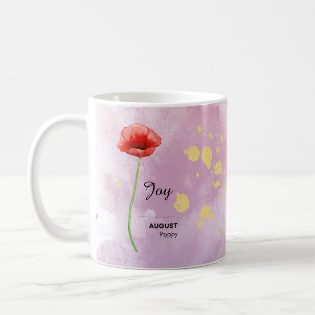 Taza De Café Mug de flor personalizada de agosto (Izquierda)