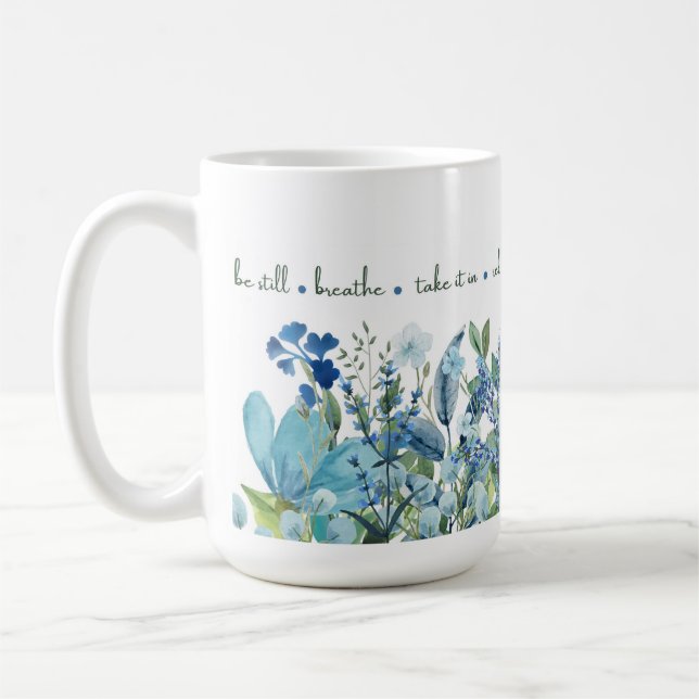 Taza De Café Mug de Floral azul 'Blooms Mindiculares' (Izquierda)