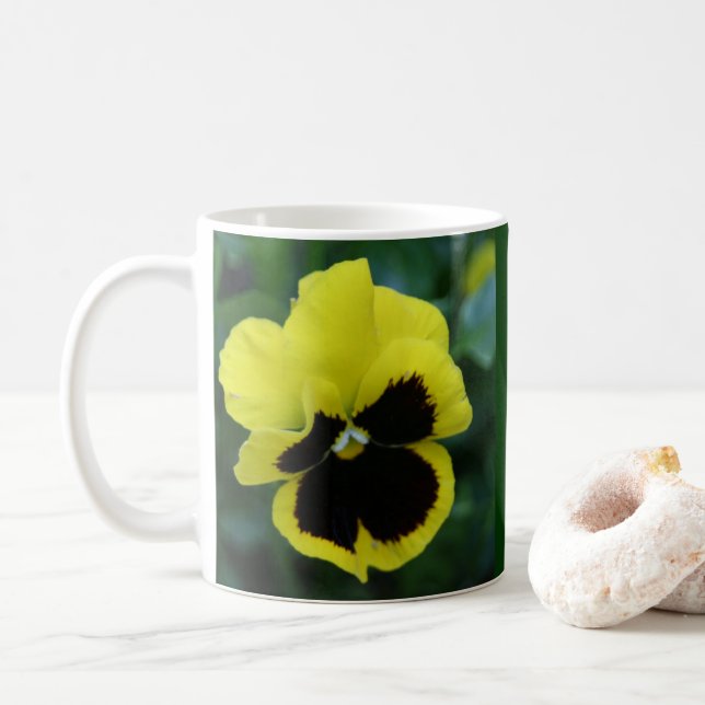 Taza De Café Mug de flores amarillas personalizado (Con donut)
