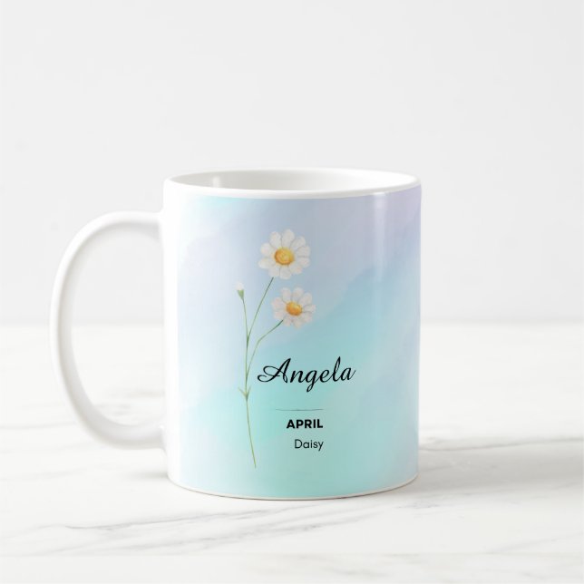 Taza De Café Mug de flores de abril personalizada (Izquierda)
