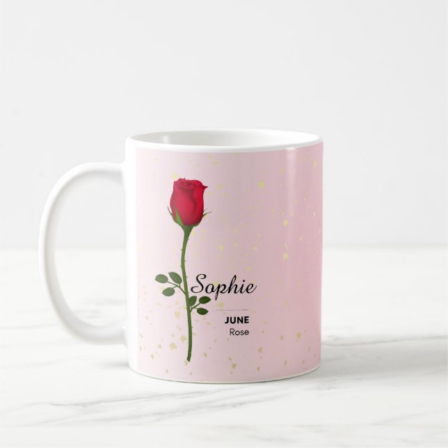 Taza De Café Mug de flores de junio personalizada (Izquierda)