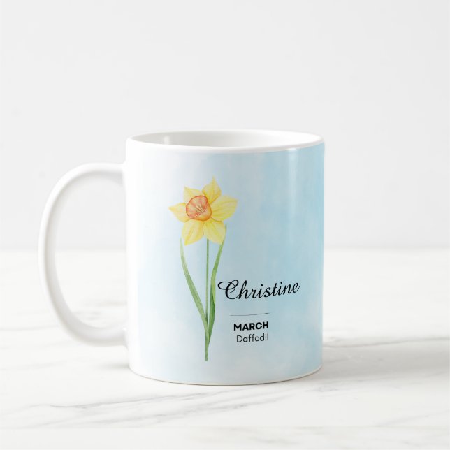Taza De Café Mug de flores de marzo personalizado (Izquierda)
