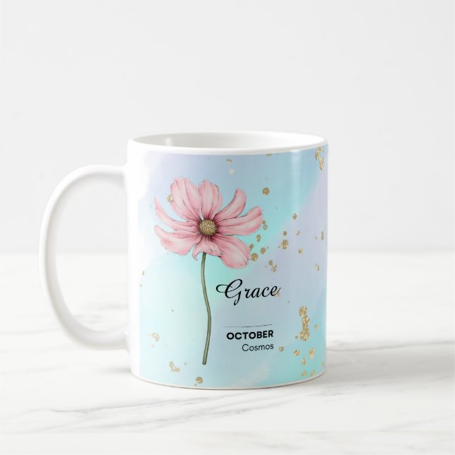 Taza De Café Mug de flores de octubre personalizada (Izquierda)