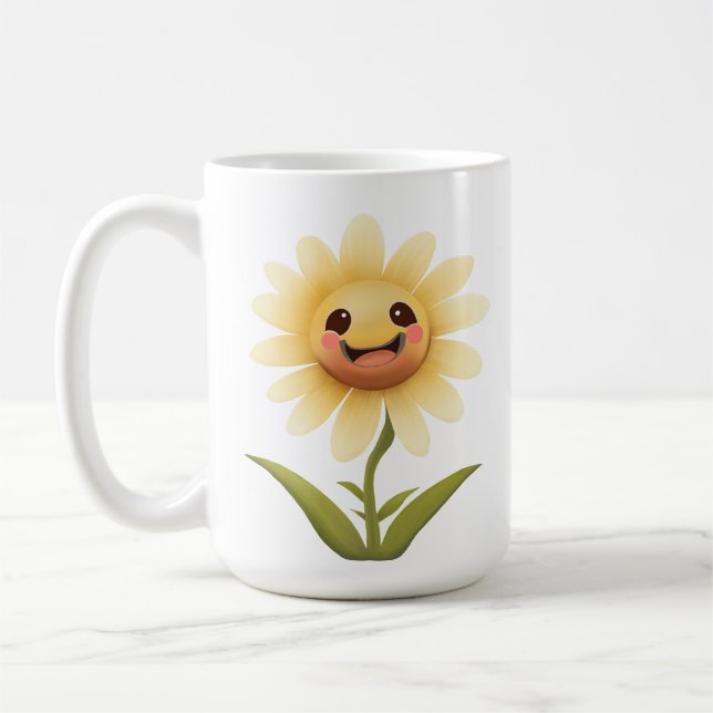Taza De Café Mug de flores felices (Izquierda)