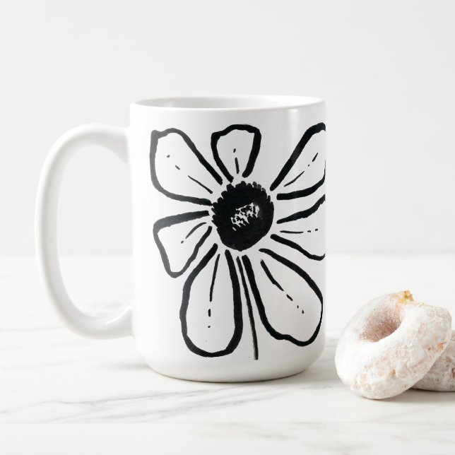 Taza De Café Mug de flores modernas (Con donut)