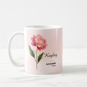 Taza De Café Mug de flores personalizada de noviembre