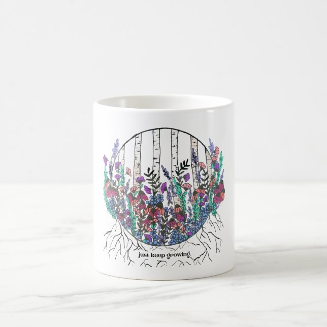 Taza De Café Mug de flores silvestres dibujadas a mano | Seguir (Centro)