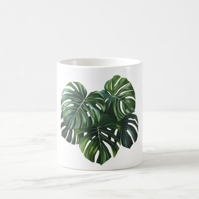 Taza De Café Mug de follaje tropical de hojas de monstera (Centro)
