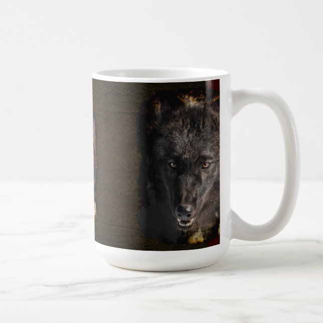 Taza De Café Mug de fotografía y arte salvaje del lobo gris (Derecha)
