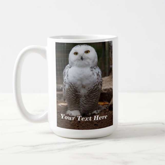 Taza De Café Mug de fotos de lechuza de nieve personalizada (Izquierda)