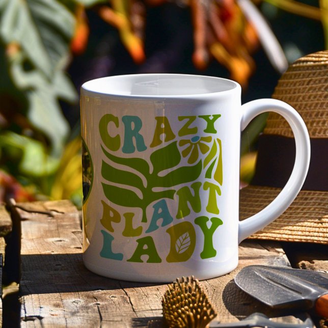 Taza De Café Mug de fotos de los amantes de las plantas (Get ready to elevate your plant obsession with this vibrant “Crazy Plant Lady” mug! )