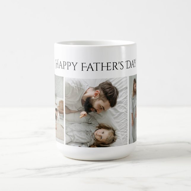 Taza De Café Mug de fotos del Día del Padre - Personalizado 3 f (Centro)