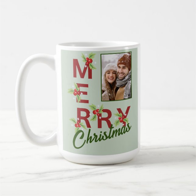 Taza De Café Mug de fotos navideñas de Merry (Izquierda)