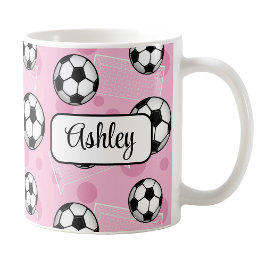 Taza De Café Mug de fútbol rosado personalizado
