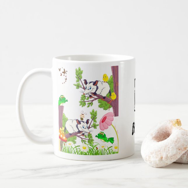 Taza De Café Mug. de garrapatas con flores (Con donut)