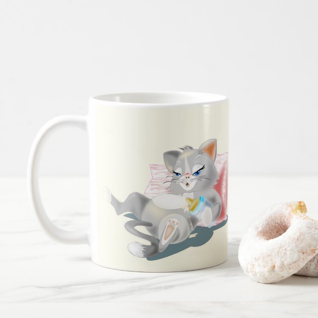 Taza De Café Mug de gato de bebé lindo - Personalizable (Con donut)