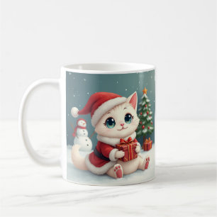 Taza De Café Mug de gato de Navidades blancos
