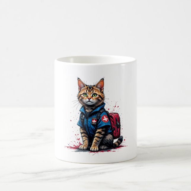 Taza De Café Mug de gato de rescate - Diseño de gato médico her (Centro)