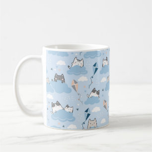Taza De Café Mug de gato en la nube - gatos y cometas adorables