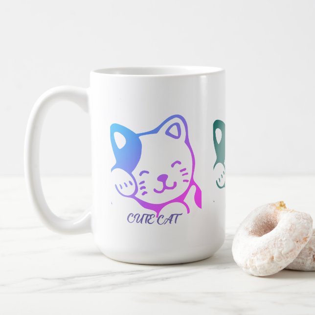 Taza De Café Mug de gato lindo (Con donut)