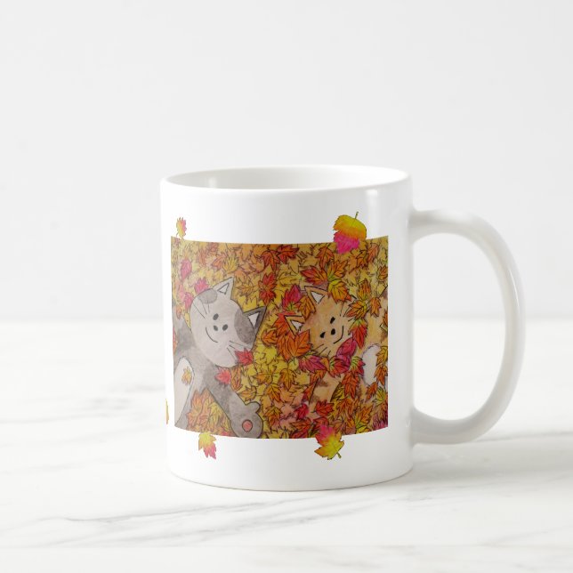 Taza De Café Mug de gato lindo y divertido para otoño "Salta a  (Derecha)