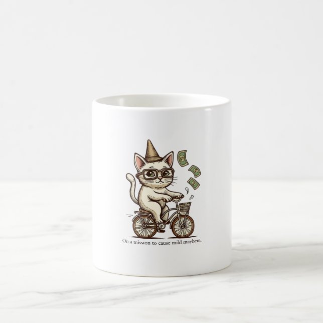 Taza De Café Mug de gato malicioso - Gato gracioso estilo vinta (Centro)