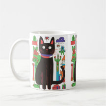 Mug de gato negro juguetón