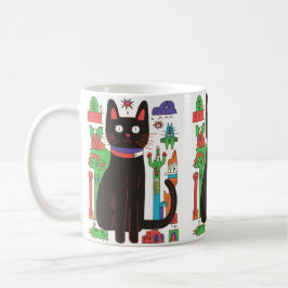 Taza De Café Mug de gato negro juguetón