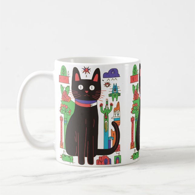 Taza De Café Mug de gato negro juguetón (Izquierda)
