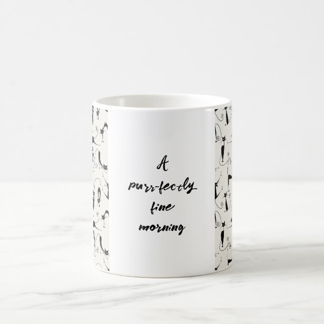 Taza De Café Mug de gato negro y crema de personalizable (Centro)