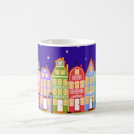 Taza De Café Mug de gato por la ciudad nocturna