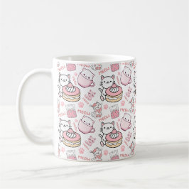 Taza De Café Mug de gato rosa y blanco