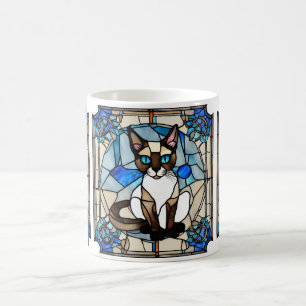 Taza De Café Mug de gato siamesa de vidrio contenido