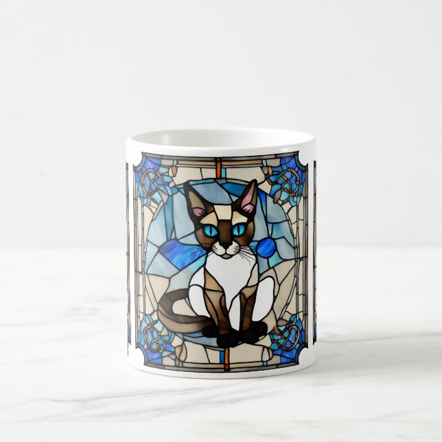 Taza De Café Mug de gato siamesa de vidrio contenido (Centro)