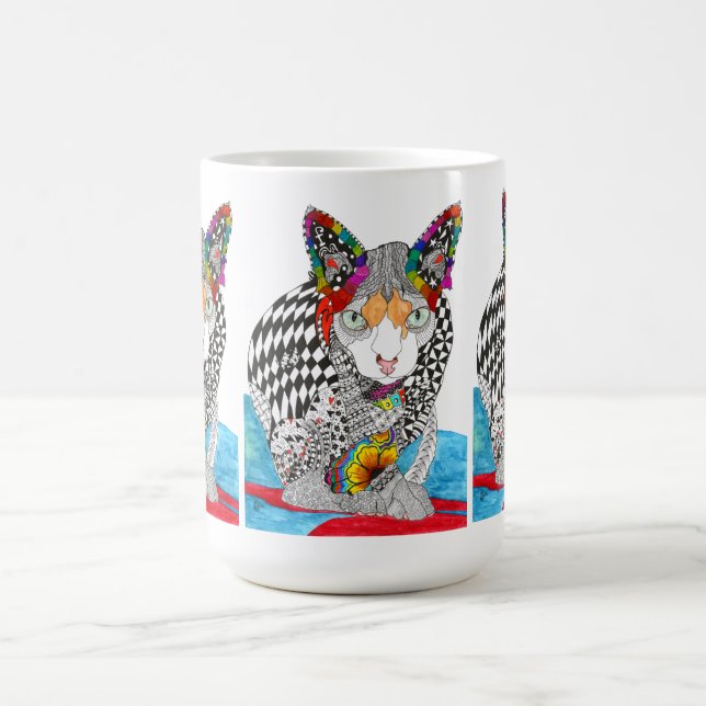 Taza De Café Mug de gato sin pelo colorido (Centro)