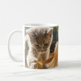 Taza De Café Mug de gato y pluma