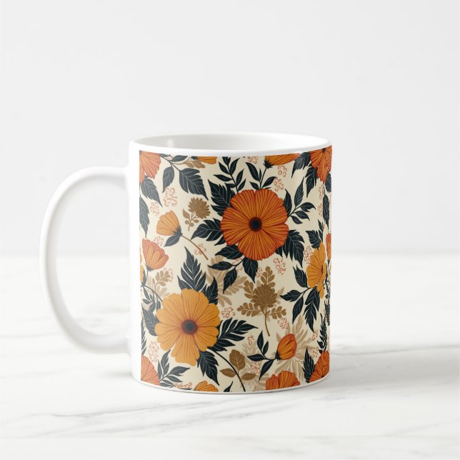 Taza De Café Mug. de geometría floral negrita (Izquierda)