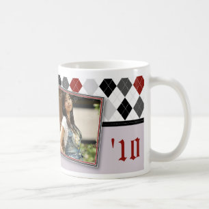 Taza De Café Mug de graduación Preppy Argyle (esquema gris)